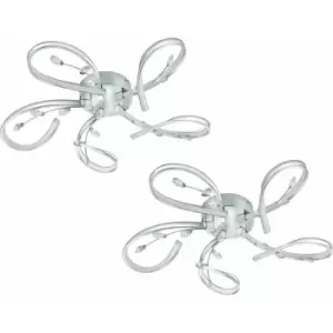 Image of Loops - 2 pack Wall Flush Ceiling Light Chrome Shade White Clear Crystal LED 5x6.6W