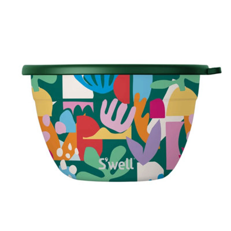 Image of Swell S'well 3Pc 'paper Cutouts' Salad Bowl Kit, 1.9L Travel Salad Bowl With Lid, 60ml Dressing Pot, Stainless Steel, Bpa-Free