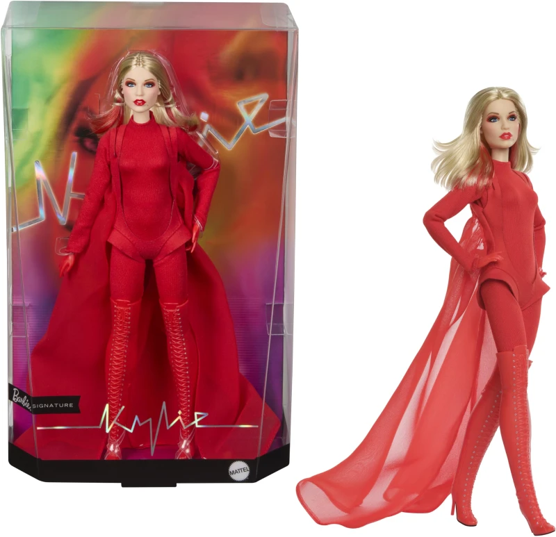 Image of Barbie Music Series Kylie Minogue Kylie Minogue Signature Black Carictorian House Doll to Play Barbie Dolls for Children from 6 Years Red JBJ3