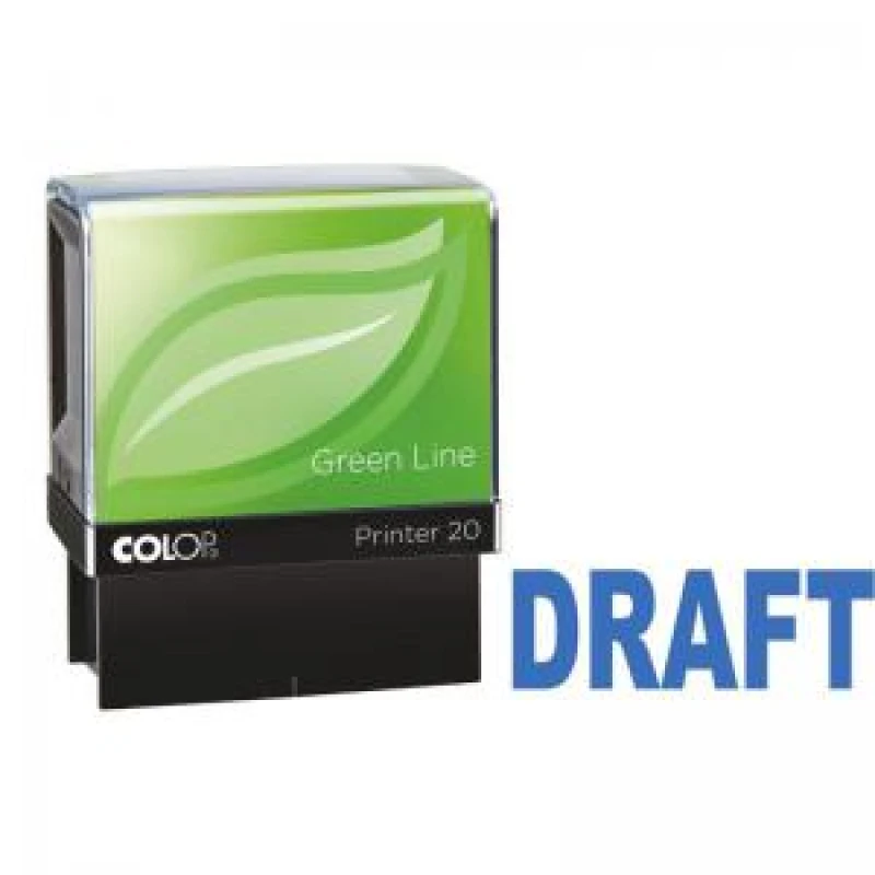 Image of COLOP P20 Green Line DRAFT Word Stamp Blue 37x13mm - 148217 58764CL EXR58764CL