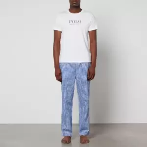 Image of Polo Ralph Lauren Mens Short Sleeve Sleep Set - White/Blue Gingham - L