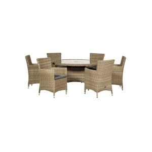 Image of Royalcraft Wentworth Rattan 6 Seater Round Carver Dining Set - Garden & Outdoor