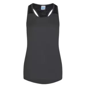 Image of AWDis Just Cool Womens/Ladies Girlie Smooth Workout Sleeveless Vest (XL) (Charcoal)