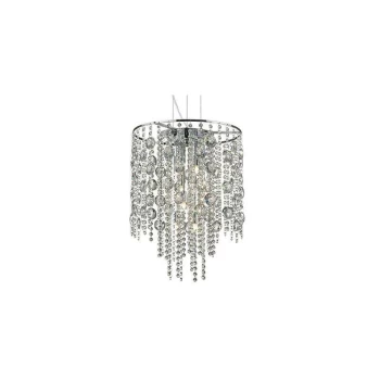 Image of Ideal Lux Evasione - 8 Light Ceiling Pendant Chrome with Crystals, G9