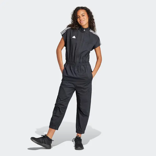 Image of Tiro Woven Loose Jumpsuit with Short Sleeves in Cotton