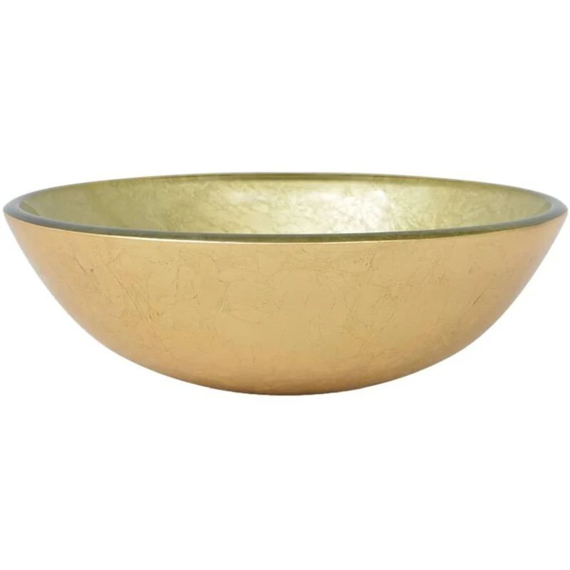 Image of vidaXL Basin Tempered Glass 42cm Gold