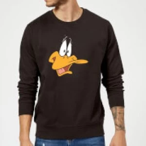 Image of Looney Tunes Daffy Duck Face Sweatshirt - Black