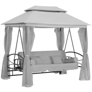 Image of Outsunny 3 Seater Swing Chair Hammock Gazebo Patio Bench Outdoor - Light Grey