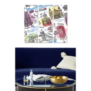 Image of MDF298305344 Multicolor Decorative MDF Painting (3 Pieces)