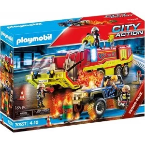 Image of Playmobil City Action Promo Fire Engine With Truck Playset