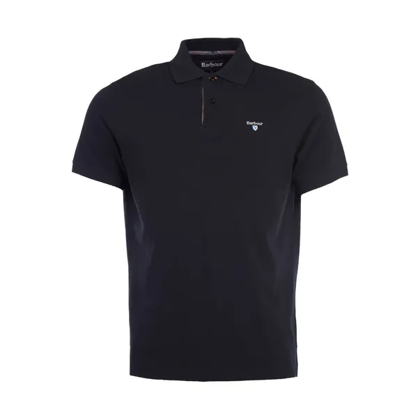 Image of Barbour Tartan Pique Polo Shirt Black/Modern S