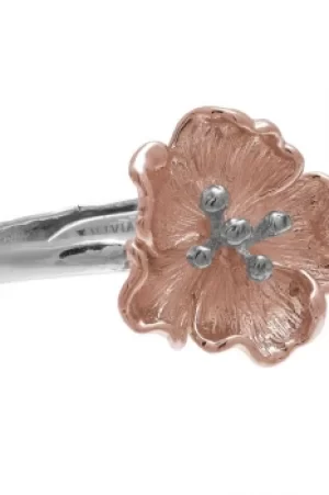 Image of Ladies Olivia Burton Two-Tone Steel and Rose Plate Flower Ring OBJ16FSR01