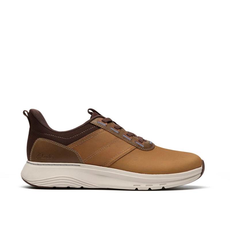 Image of Clarks Clarks Men Motion Trek LX Dark Tan Leather Lace Up,Trainers in Brown Size: 9-Standard Fit Brown 9-Standard Fit Male 5063421623253