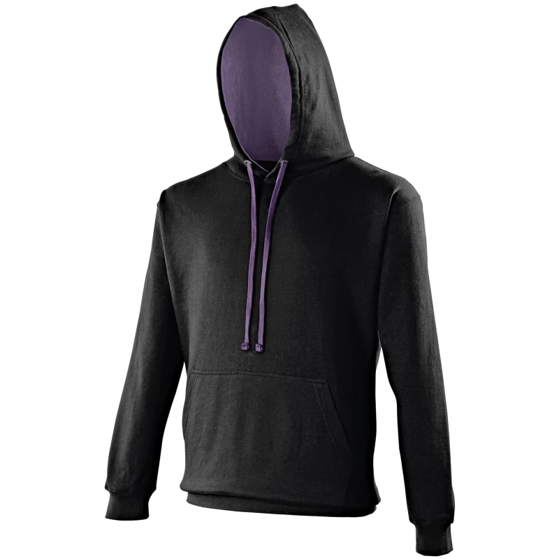 Image of AWDis AWDis Men Varsity Hooded Sweatshirt Hoodie in Jet Black Size: X-Small Jet Black XS Male 5057520803715