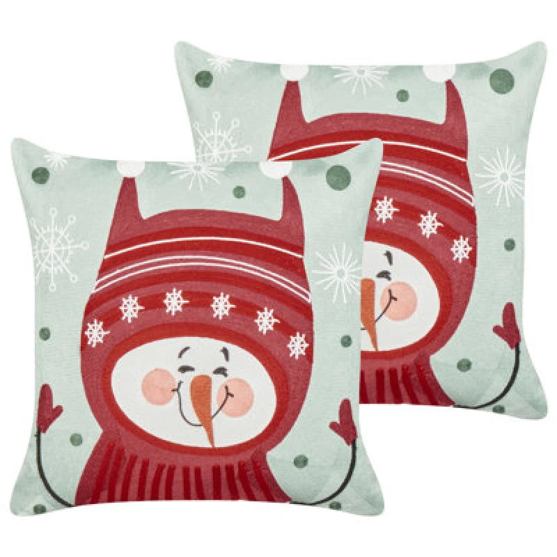 Image of Beliani Set Of 2 Decorative Cushions Cupcake Cotton 45 X 45cm Red