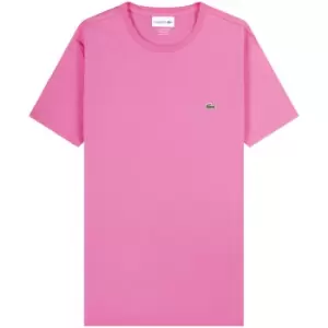 Image of Lacoste Mens Crew Neck Pima Cotton Jersey T-Shirt Size 4 - M Pink