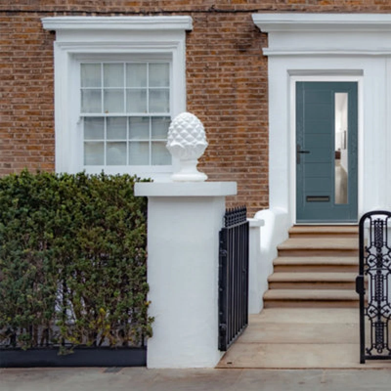 Image of Lacerta Composite Door Monza 7015 Grey 890mm X 2090mm Open In Right Hand Clear Glass 10 Year Guarantee - Free Delivery & Smart Lock