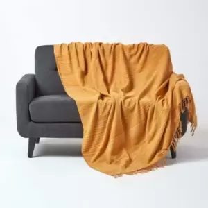 Image of Bed Sofa Throw Cotton Chenille Tie Dye Rust, 220 x 240cm - Orange - Homescapes