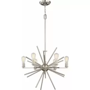 Image of 6 Bulb Chandelier Hanging Pendant LIght Imperial Silver LED E27 60W Bulb