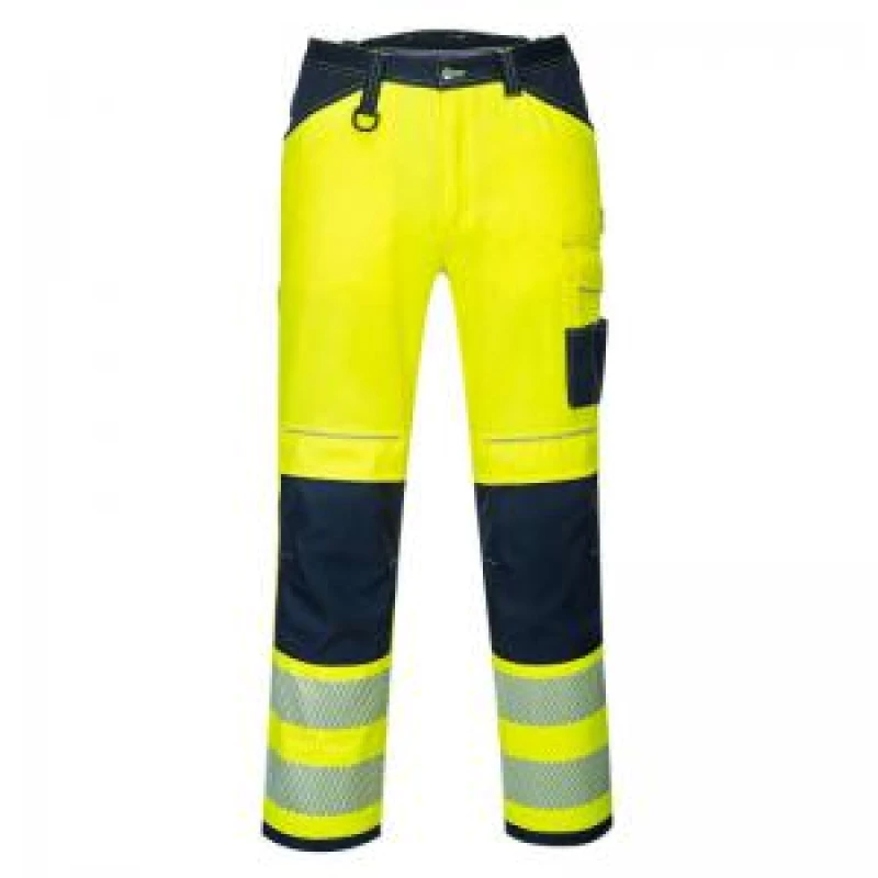 Image of Portwest PW34 Hi Vis Work Trousers PW340YNS30 Colour: Yellow / Navy