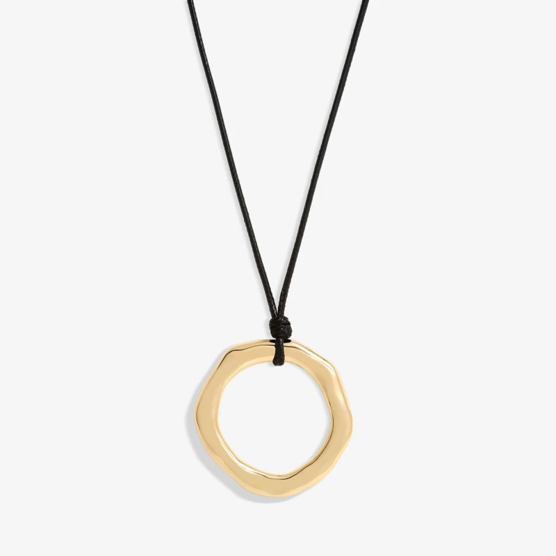 Image of Mood Gold Polished Molten Ring Cord Pendant Necklace Gold