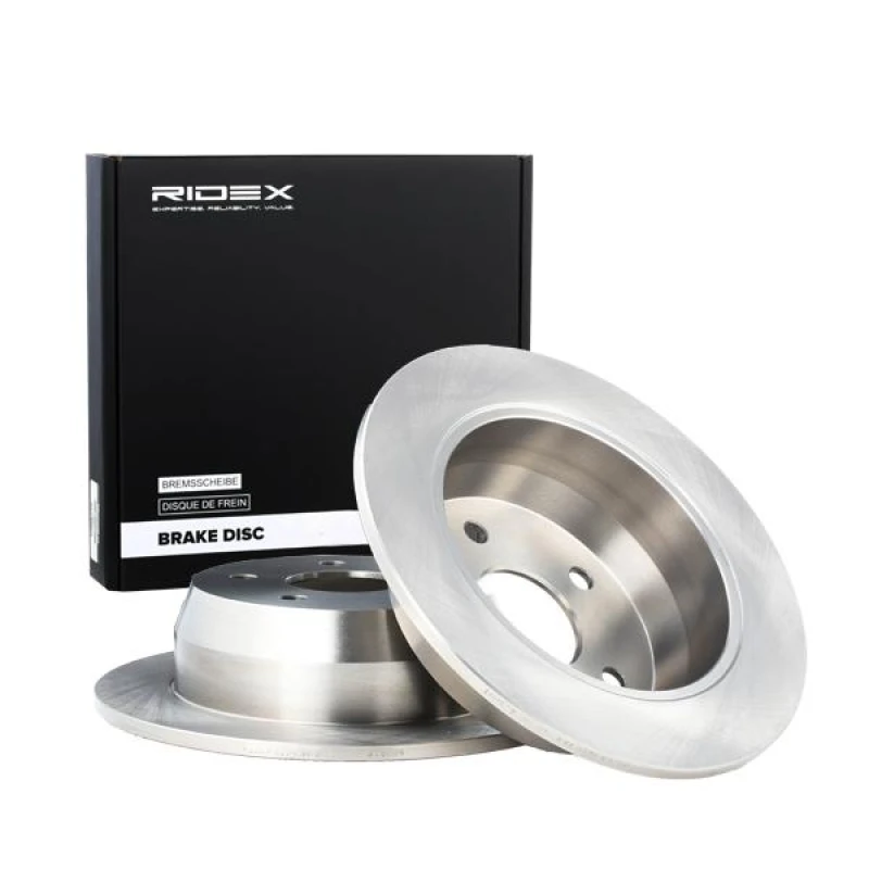 Image of RIDEX 82B0186 Brake disc Rear Axle, solid, Cast Iron, Uncoated, Untreated, without bolts/screws Cast Iron Brake Disc (82)