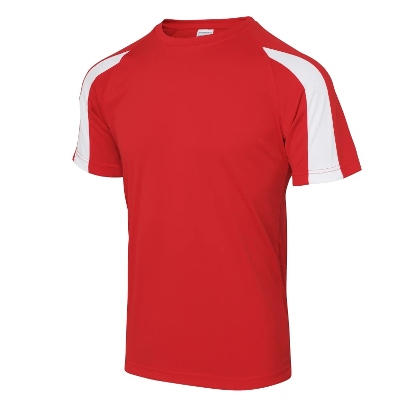 Image of Just Cool Just Cool Men Contrast Cool Sports Plain T-Shirt in Red Size: Small Red S Male 5057520134055