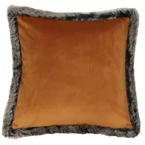 Image of Kiruna Faux Fur Trim Cushion Rust, Rust / 45 x 45cm / Polyester Filled