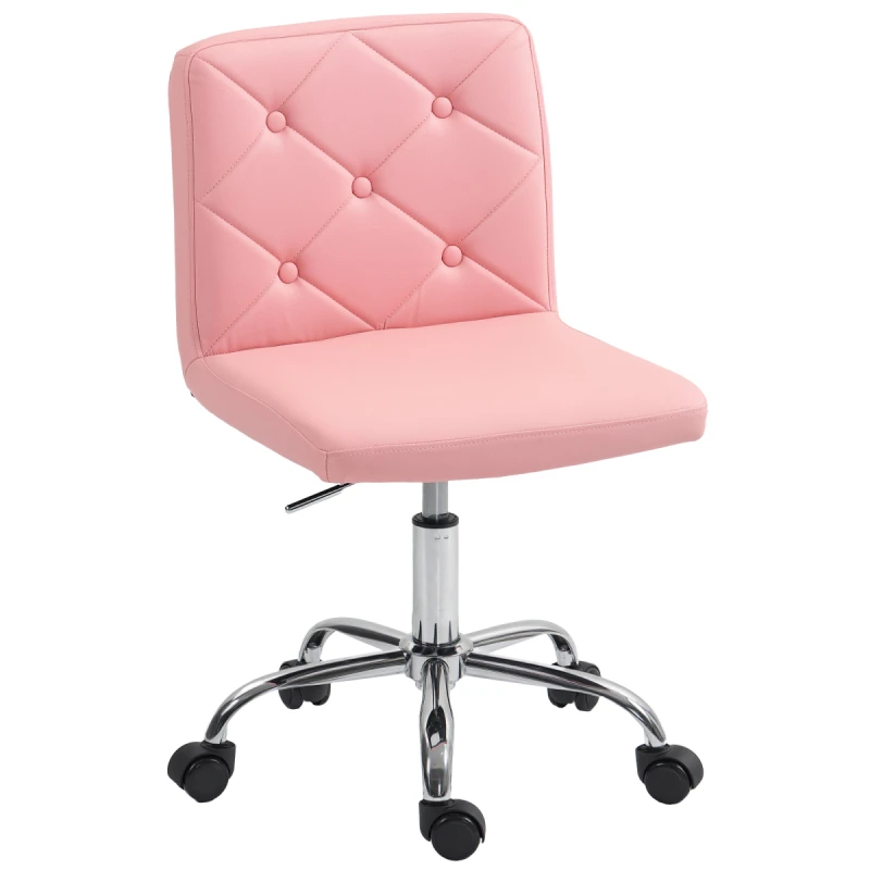 Image of HOMCOM HOMCOM Modern Vanity Computer Desk Chair with Rolling Wheels, Pink Pink One Size Unisex 5063603836600