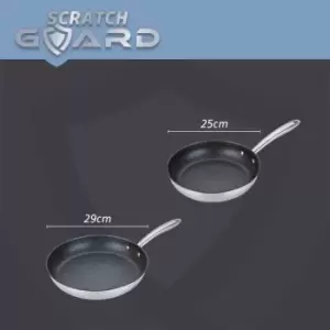 Image of Prestige Scratch Guard Stainless Steel Non Stick Induction Twin Pack Frying Pan Set