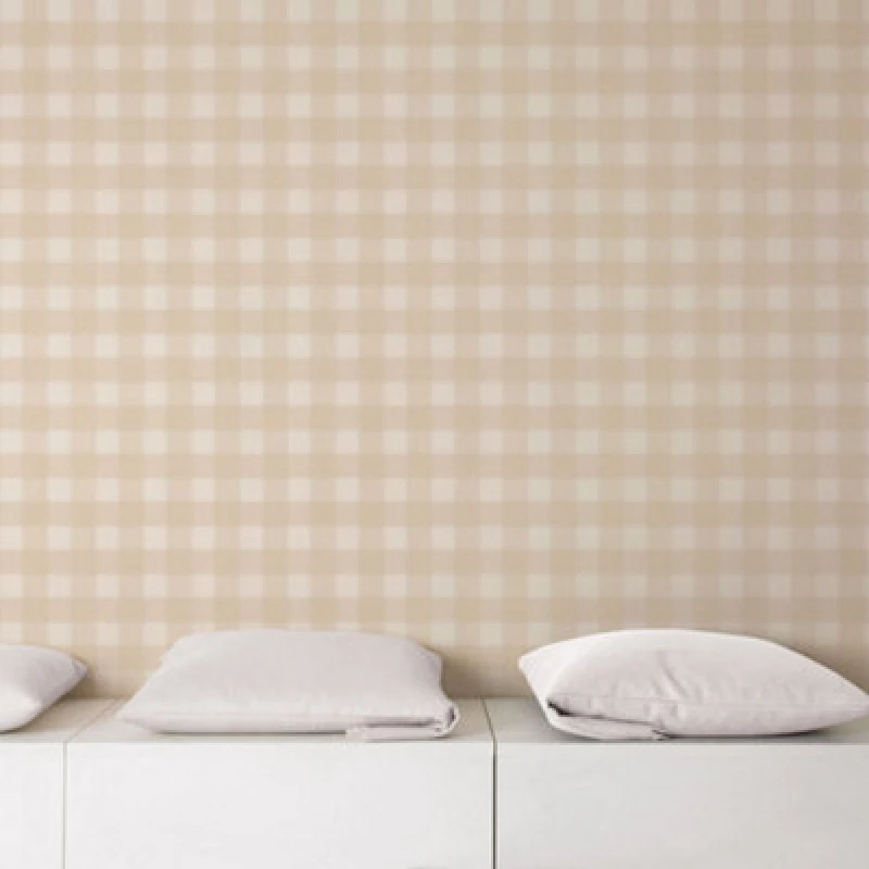 Image of Galerie Global Fusion Check Plaid Beige Wallpaper G56399, Cream G56399