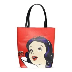 Image of DISNEY Snow White Face Shopper Bag Placed Print - Red