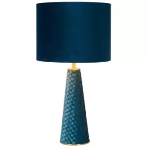 Image of Lucide EXTRAVAGANZA VELVET - Table Lamp - Ø25cm - 1xE27 - Turquoise