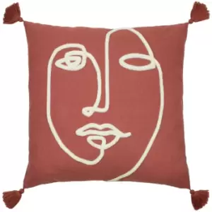 Image of Uno Face Cushion Red Clay Red/White