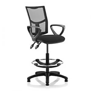 Image of Task Office Chair Eclipse II Lever Mesh Back With Black Fabric Seat With loop Arms And Hi Rise Draughtsman Kit