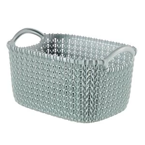 Image of Curver Small Knit Rectangular Basket - Misty Blue