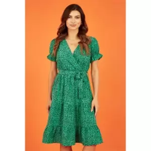 Image of Mela London Green Animal Print Midi Dress - Green