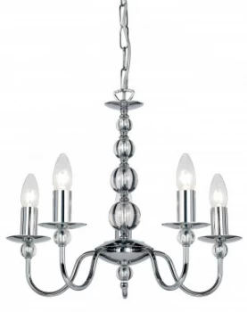 Image of 5 Light Multi Arm Ceiling Pendant Chrome, Clear Glass, E14