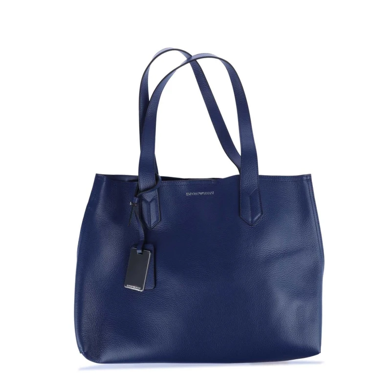Image of Emporio Armani Leather Shopper Bag Blue female One Size