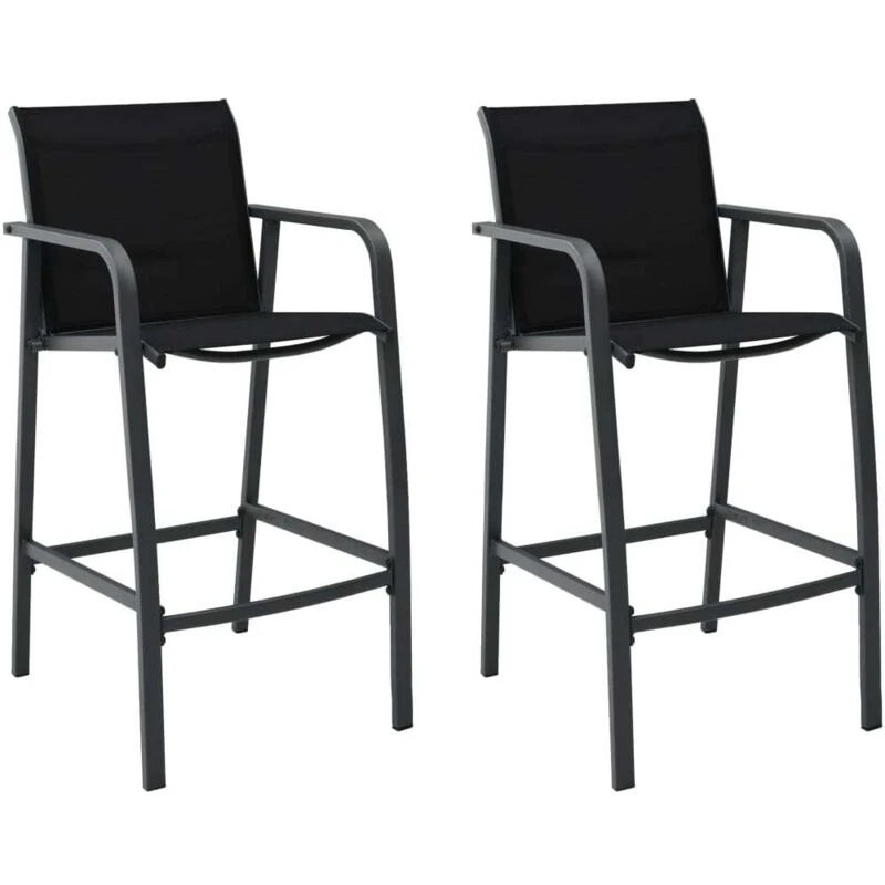 Image of VIDAXL Garden Bar Chairs 2 pcs Black Textilene Vidaxl 48116