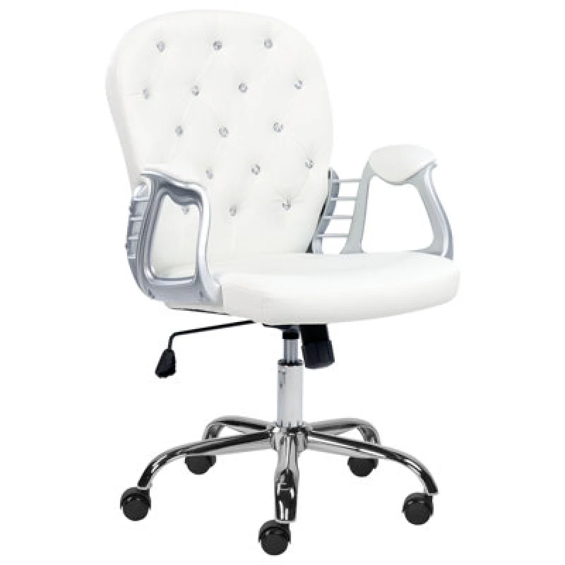 Image of Beliani Desk Chair Princess Faux Leather White