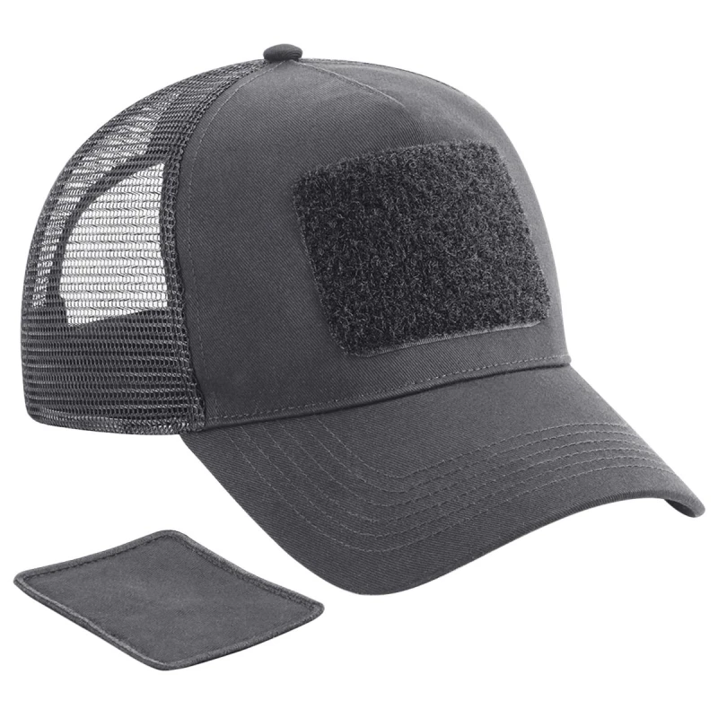 Image of Beechfield Beechfield Men Patch Snapback Cap in Mid Grey Mid Grey One Size Male 5063107167859