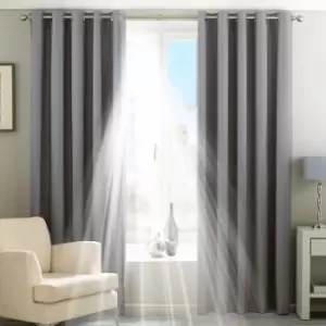 Image of Riva Home Twilight Blackout Ringtop Eyelet Curtains (Pair) Polyester Silver (117X137Cm)