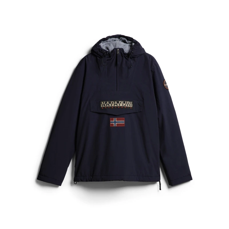 Image of Napapijri Mens Rainforest Water Resistant Hooded Long Sleeve Rain Anorak Navy male M