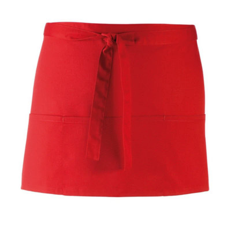 Image of Premier Premier Colours 3 Pocket Short Apron in Red Red One Size Unisex 5063470680993