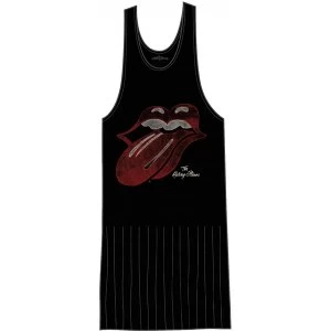 Image of The Rolling Stones Vintage Tongue Logo with Tassels Ladies Medium Tee Vest - Black