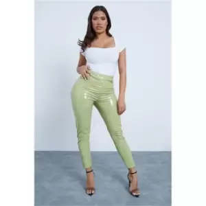 Image of I Saw It First Sage Vinyl High Waisted Leggings - Green