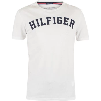 Image of Tommy Hilfiger Arched Logo T-Shirt mens T shirt in White - Sizes UK S,UK XL