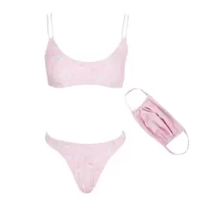Image of Missguided Ditsy Floral 3 Piece Bikini Set - Pink