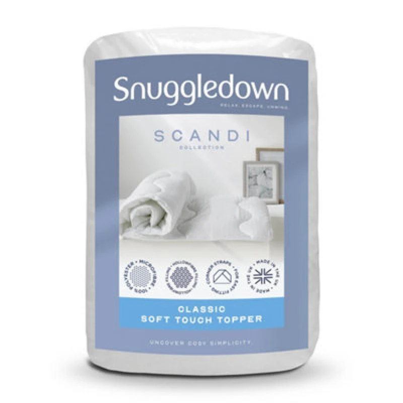 Image of Snuggledown Snuggledown Scandinavian Hollowfibre Mattress Topper in White Size: Double White Double Unisex 5037045013530